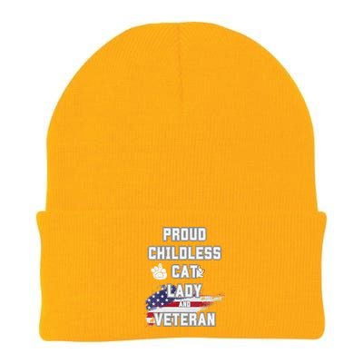 Proud Childless Cat Lady And Veteran Knit Cap Winter Beanie