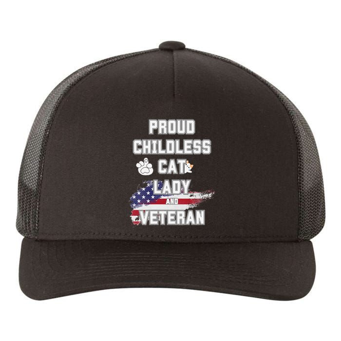 Proud Childless Cat Lady And Veteran Yupoong Adult 5-Panel Trucker Hat