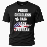Proud Childless Cat Lady And Veteran Cooling Performance Crew T-Shirt