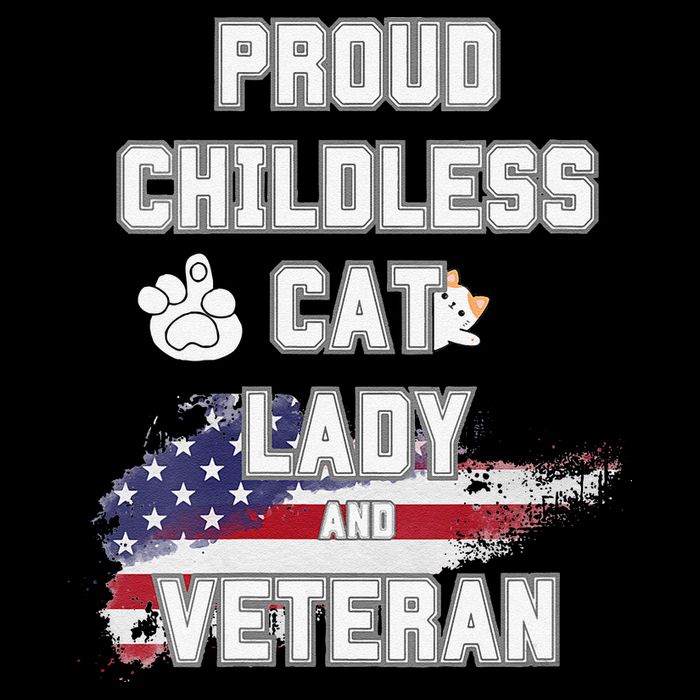 Proud Childless Cat Lady And Veteran Cooling Performance Crew T-Shirt