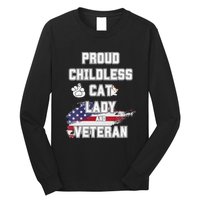 Proud Childless Cat Lady And Veteran Long Sleeve Shirt