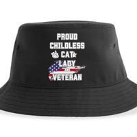 Proud Childless Cat Lady And Veteran Sustainable Bucket Hat