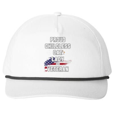 Proud Childless Cat Lady And Veteran Snapback Five-Panel Rope Hat