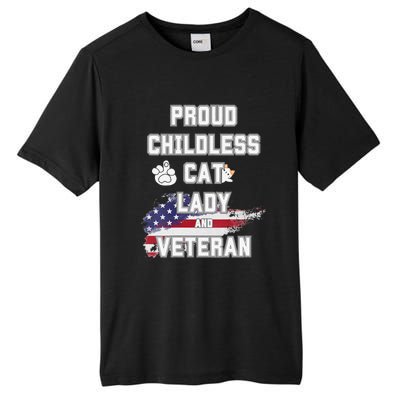 Proud Childless Cat Lady And Veteran Tall Fusion ChromaSoft Performance T-Shirt