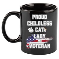 Proud Childless Cat Lady And Veteran 11oz C Handle Ceramic Mug