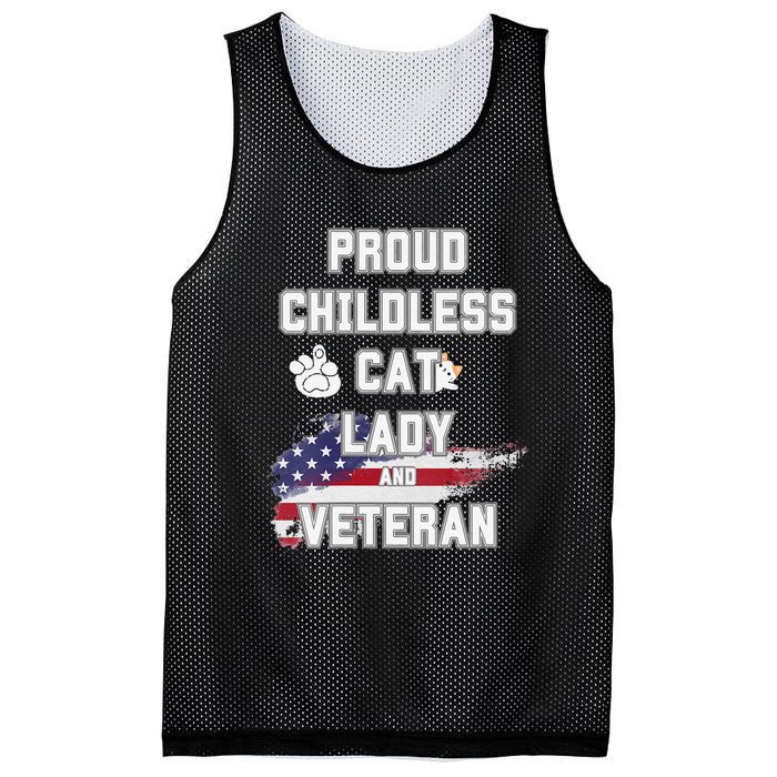 Proud Childless Cat Lady And Veteran Mesh Reversible Basketball Jersey Tank