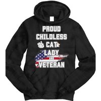 Proud Childless Cat Lady And Veteran Tie Dye Hoodie