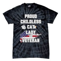 Proud Childless Cat Lady And Veteran Tie-Dye T-Shirt