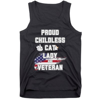 Proud Childless Cat Lady And Veteran Tank Top