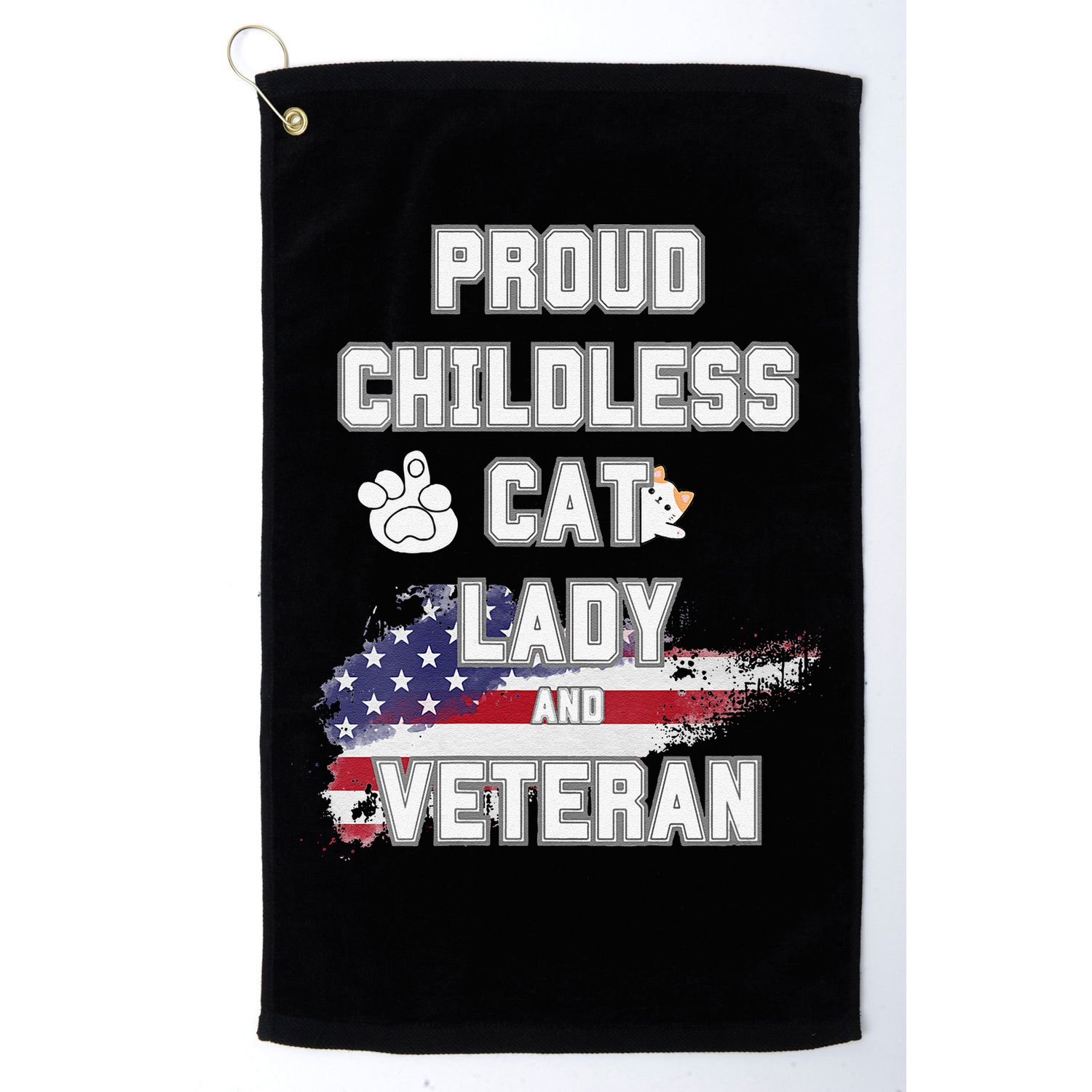 Proud Childless Cat Lady And Veteran Golf Towel