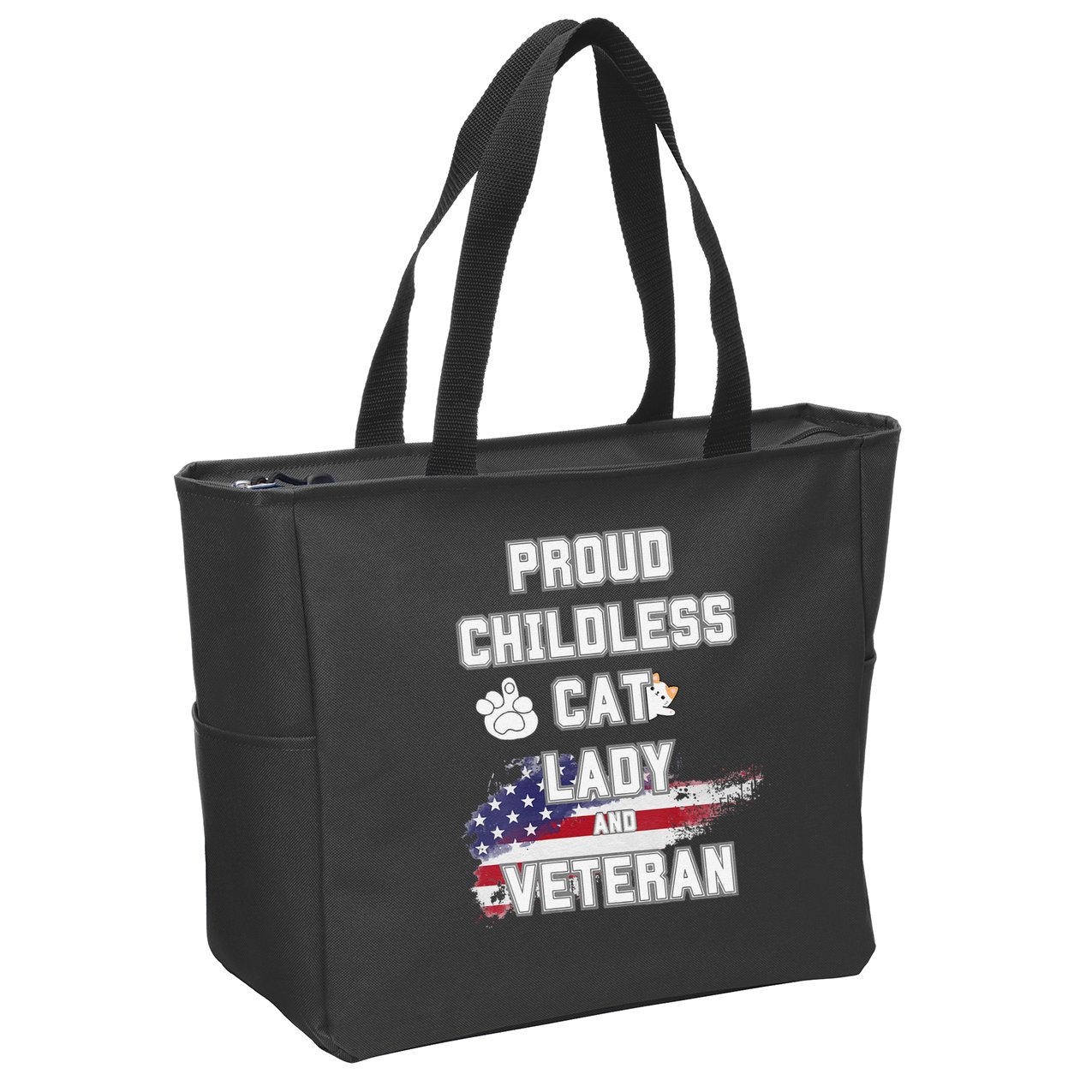 Proud Childless Cat Lady And Veteran Zip Tote Bag