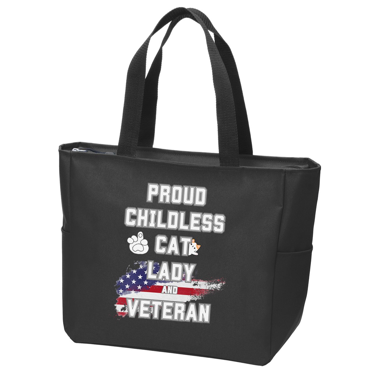 Proud Childless Cat Lady And Veteran Zip Tote Bag