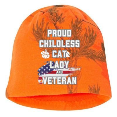 Proud Childless Cat Lady And Veteran Kati - Camo Knit Beanie