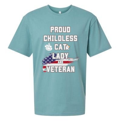 Proud Childless Cat Lady And Veteran Sueded Cloud Jersey T-Shirt