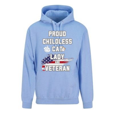 Proud Childless Cat Lady And Veteran Unisex Surf Hoodie