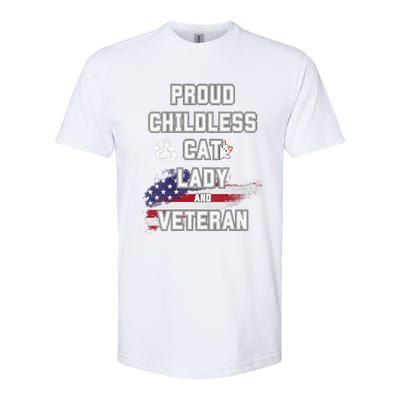 Proud Childless Cat Lady And Veteran Softstyle CVC T-Shirt