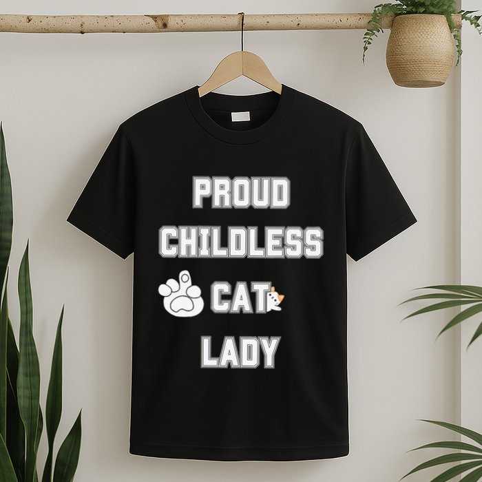 Proud Childless Cat Lady Lover Of Felines Funny Sarcastic T-Shirt