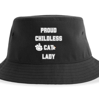 Proud Childless Cat Lady Lover Of Felines Funny Sarcastic Sustainable Bucket Hat