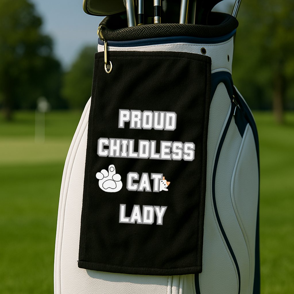 Proud Childless Cat Lady Lover Of Felines Funny Sarcastic Golf Towel