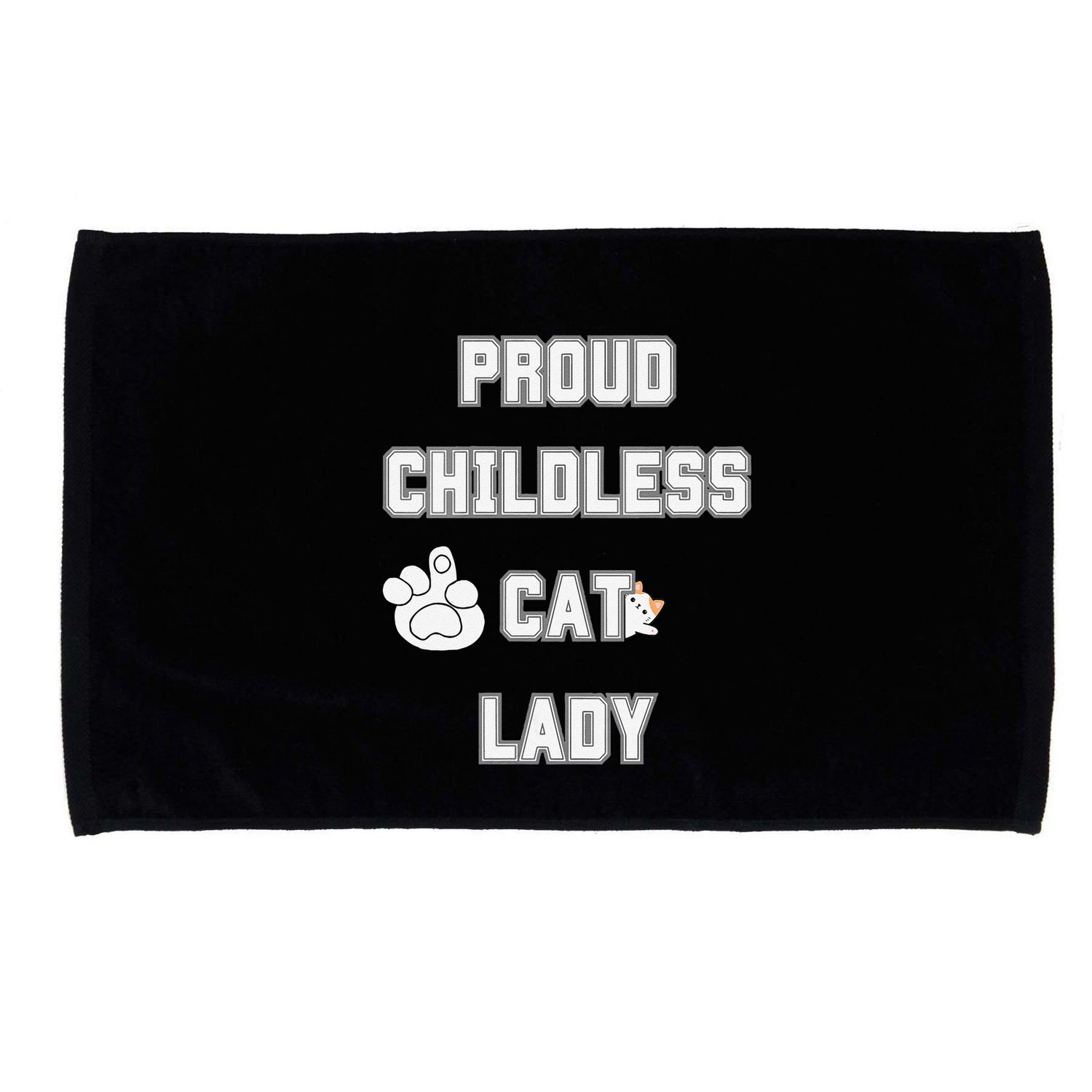 Proud Childless Cat Lady Lover Of Felines Funny Sarcastic Microfiber Hand Towel