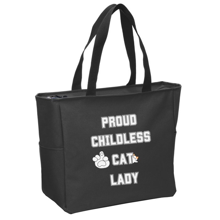 Proud Childless Cat Lady Lover Of Felines Funny Sarcastic Zip Tote Bag