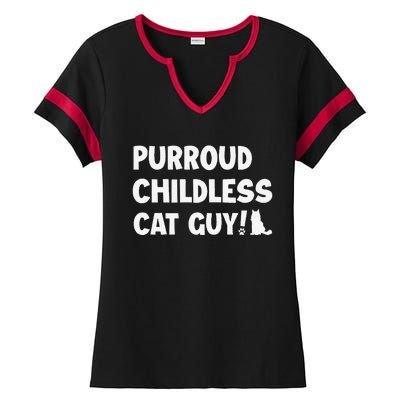 Purroud Childless Cat Guy Funny Voting For President 2024 Ladies Halftime Notch Neck Tee