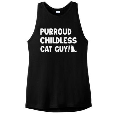 Purroud Childless Cat Guy Funny Voting For President 2024 Ladies PosiCharge Tri-Blend Wicking Tank