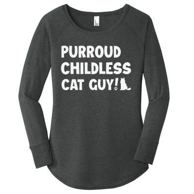 Purroud Childless Cat Guy Funny Voting For President 2024 Women's Perfect Tri Tunic Long Sleeve Shirt