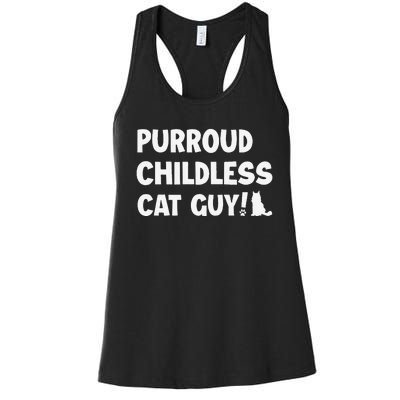 Purroud Childless Cat Guy Funny Voting For President 2024 Women's Racerback Tank