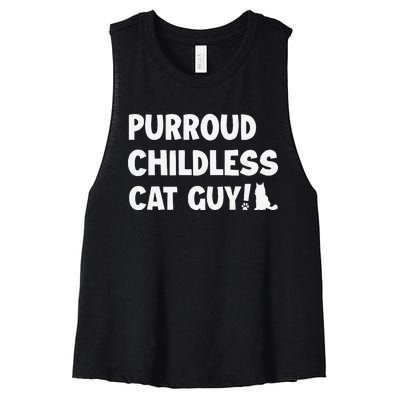 Purroud Childless Cat Guy Funny Voting For President 2024 Women's Racerback Cropped Tank