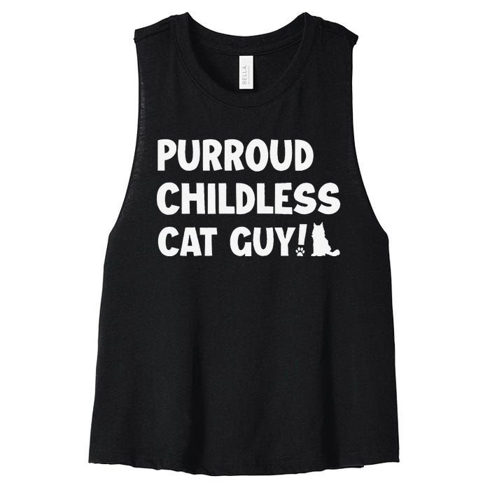 Purroud Childless Cat Guy Funny Voting For President 2024 Women's Racerback Cropped Tank