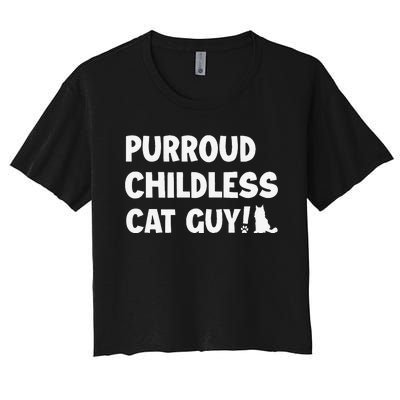 Purroud Childless Cat Guy Funny Voting For President 2024 Women's Crop Top Tee