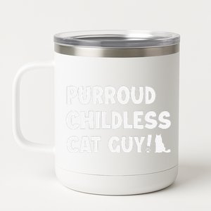 Purroud Childless Cat Guy Funny Voting For President 2024 12 oz Stainless Steel Tumbler Cup