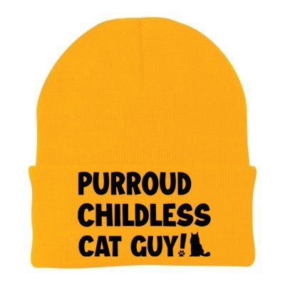 Purroud Childless Cat Guy Funny Voting For President 2024 Knit Cap Winter Beanie