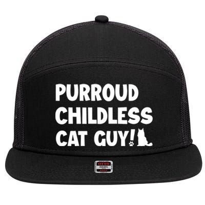 Purroud Childless Cat Guy Funny Voting For President 2024 7 Panel Mesh Trucker Snapback Hat