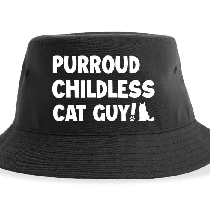 Purroud Childless Cat Guy Funny Voting For President 2024 Sustainable Bucket Hat