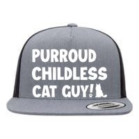 Purroud Childless Cat Guy Funny Voting For President 2024 Flat Bill Trucker Hat