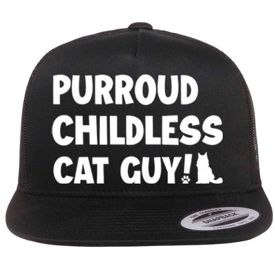 Purroud Childless Cat Guy Funny Voting For President 2024 Flat Bill Trucker Hat