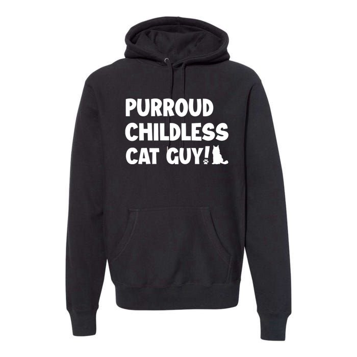 Purroud Childless Cat Guy Funny Voting For President 2024 Premium Hoodie