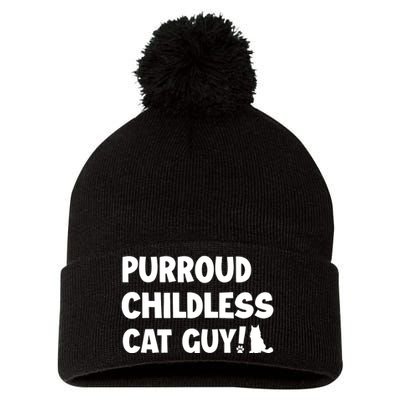 Purroud Childless Cat Guy Funny Voting For President 2024 Pom Pom 12in Knit Beanie