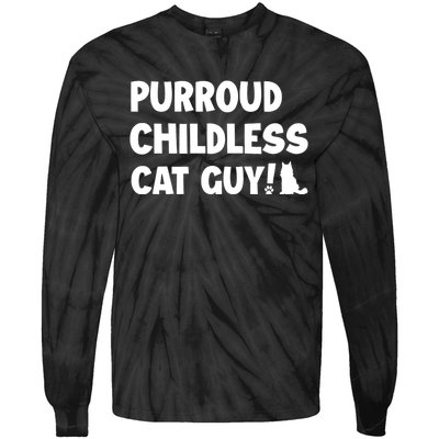 Purroud Childless Cat Guy Funny Voting For President 2024 Tie-Dye Long Sleeve Shirt