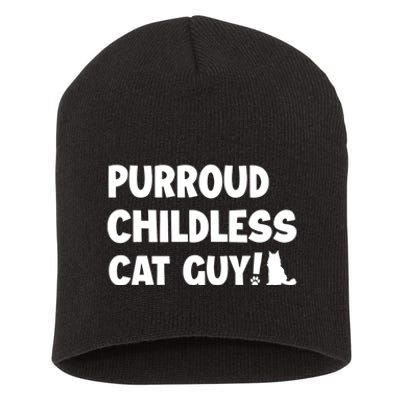 Purroud Childless Cat Guy Funny Voting For President 2024 Short Acrylic Beanie