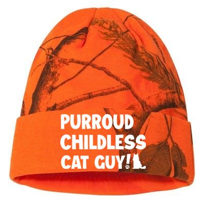 Purroud Childless Cat Guy Funny Voting For President 2024 Kati Licensed 12" Camo Beanie