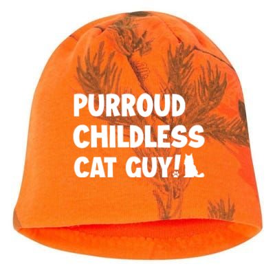 Purroud Childless Cat Guy Funny Voting For President 2024 Kati - Camo Knit Beanie