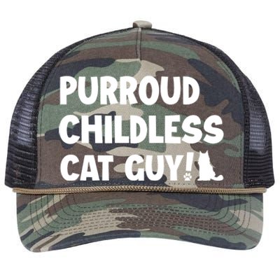 Purroud Childless Cat Guy Funny Voting For President 2024 Retro Rope Trucker Hat Cap