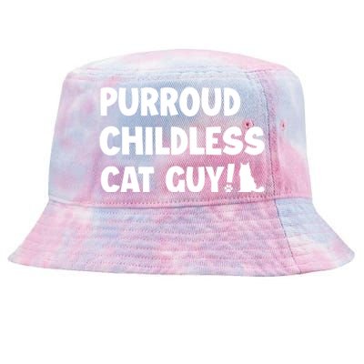 Purroud Childless Cat Guy Funny Voting For President 2024 Tie-Dyed Bucket Hat