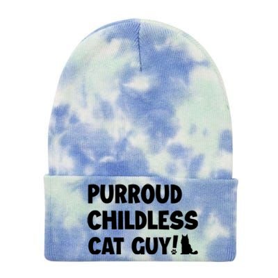 Purroud Childless Cat Guy Funny Voting For President 2024 Tie Dye 12in Knit Beanie