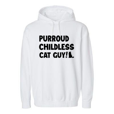 Purroud Childless Cat Guy Funny Voting For President 2024 Garment-Dyed Fleece Hoodie