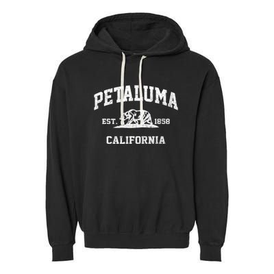 Petaluma California CA Vintage State Athletic Style Garment-Dyed Fleece Hoodie