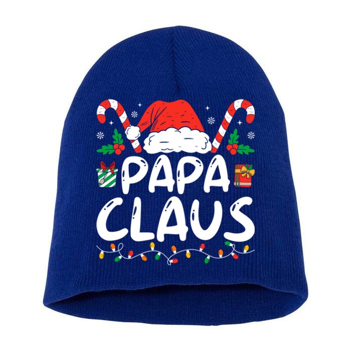 Papa Claus Christmas Lights Matching Family Pajama Gift Short Acrylic Beanie